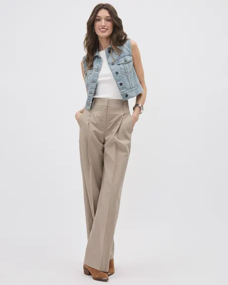 Beige Wide-Leg High-Rise Pant