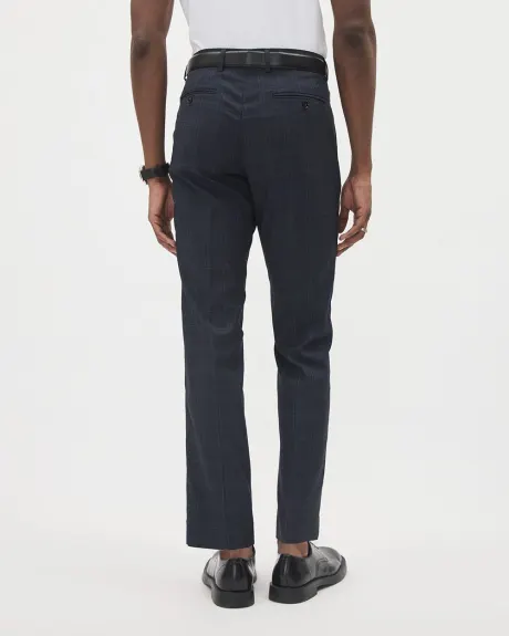 Pantalon de Complet Carreauté Marine à Coupe Ajustée