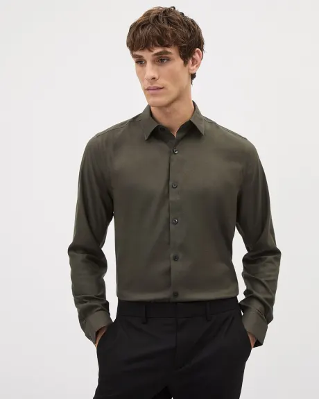 Slim-Fit Knit-Like Dress Shirt