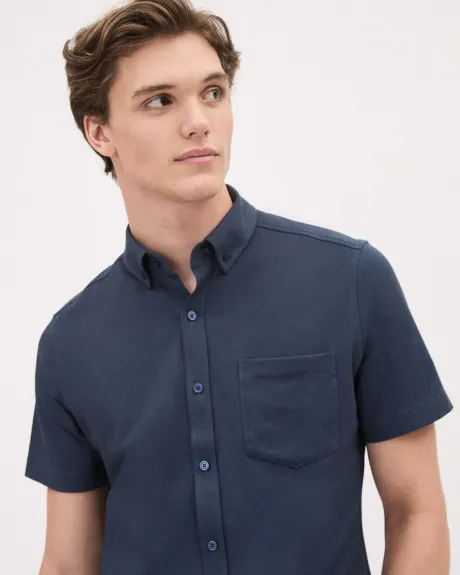 Short-Sleeve Piqué Cotton Shirt