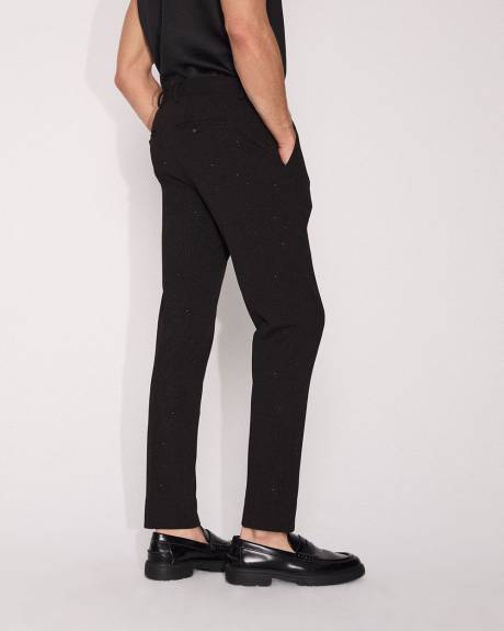 Pantalon de Complet Noir à Coupe Étroite avec Fibres Métalliques