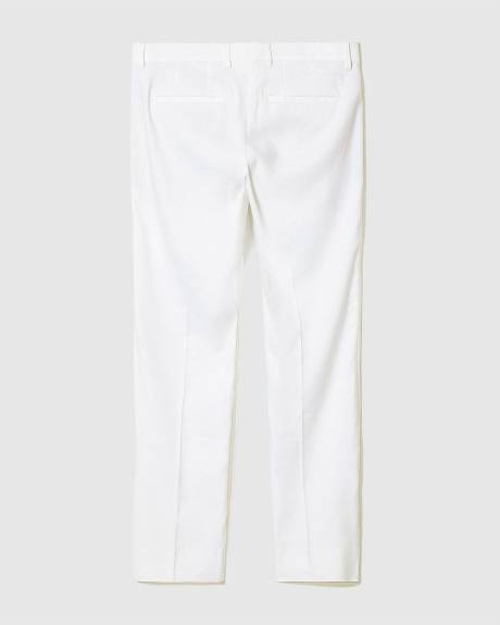 Pantalon en Lin Blanc à Coupe Ajustée