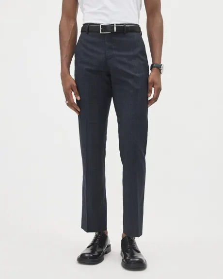 Tailored-Fit Navy Checkered Suit Pant