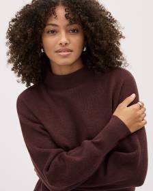 Long-Sleeve Mock-Neck Ribbed Sweater