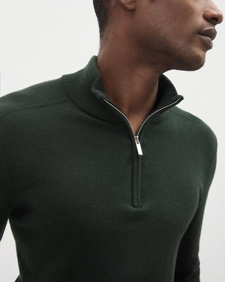 Long-Sleeve Half-Zip Mock-Neck Sweater