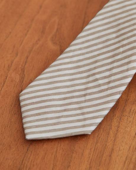 Striped Beige Regular Tie