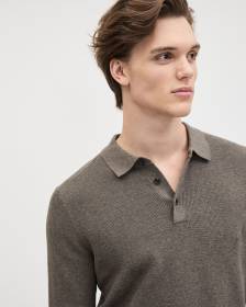 Cotton Long-Sleeve Polo Sweater