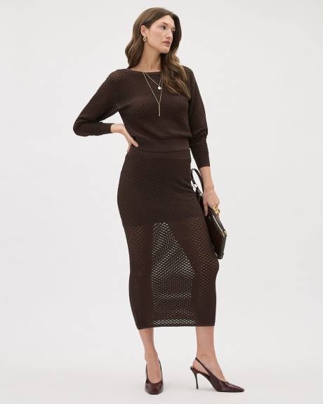 Pencil Midi Skirt with Open Stitches