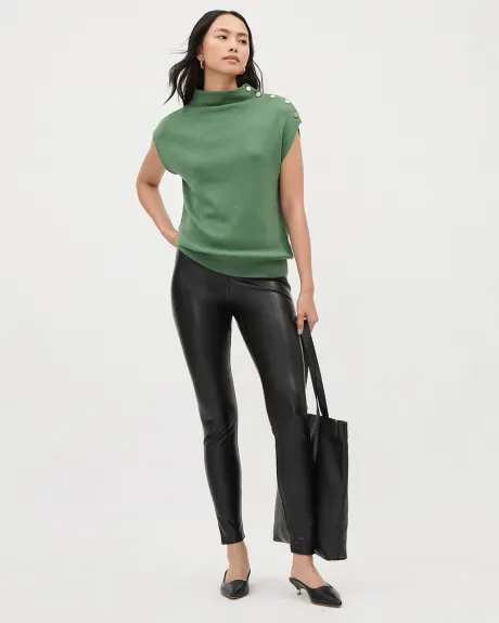 High-Rise Long Faux Leather Legging Pant