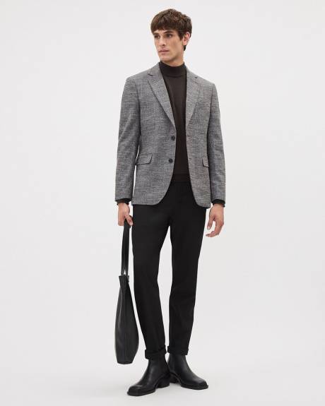 Grey Slim-Fit Textured Blazer