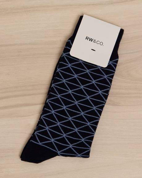 Blue Socks with Geometric Pattern