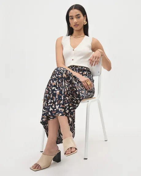 Printed Satin High-Rise A-Line Maxi Skirt
