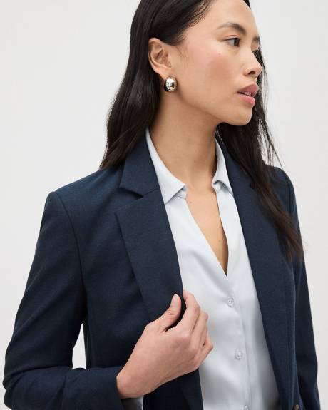 Indigo Double-Breasted Open Flannel Blazer