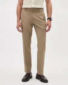 Pantalon en Sergé Brossé à Coupe Ajustée