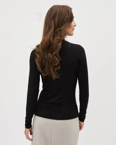 Fitted Long-Sleeve Mock-Neck Tee