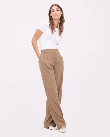 High-Rise Wide-Leg Long Crepe Pant