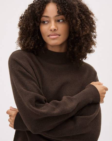 Long-Sleeve Mock-Neck Ribbed Sweater