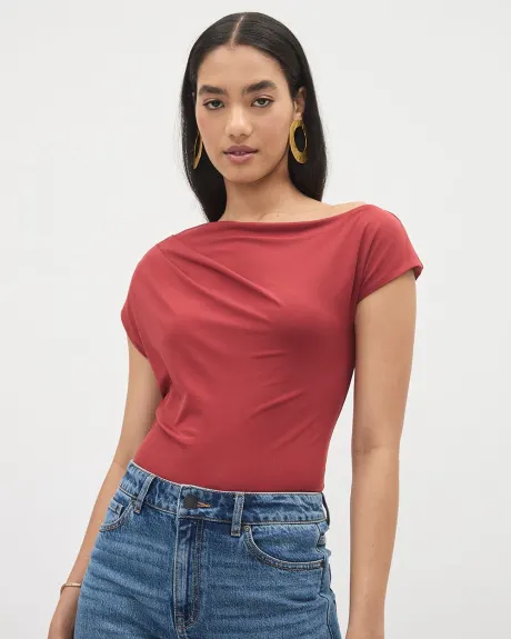 Short-Sleeve Tee with Asymmetrical Neckline