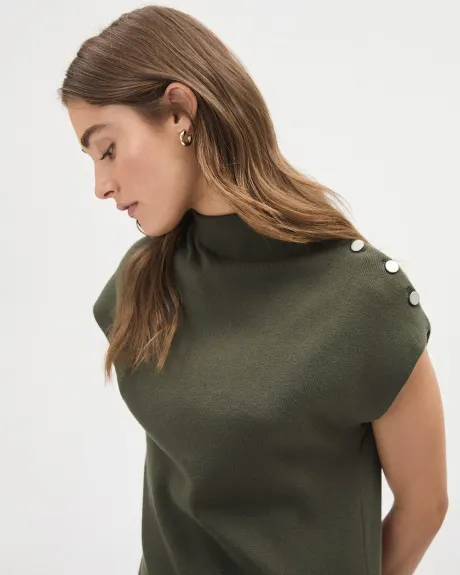 Extended-Sleeve Straight Dress with Funnel Neckline