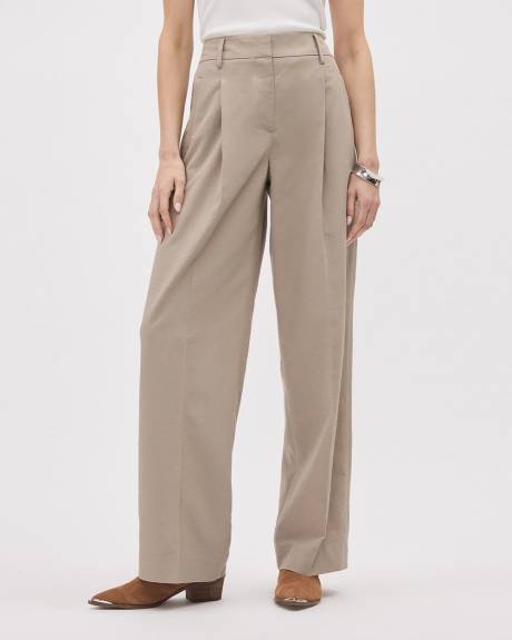 Beige Wide-Leg High-Rise Pant