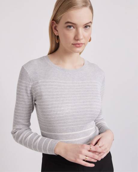 Bodycon Long-Sleeve Crew-Neck Striped Sweater