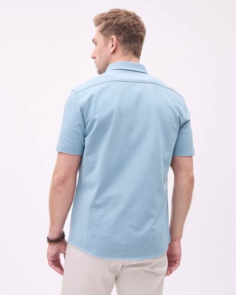 Short-Sleeve Piqué Cotton Shirt