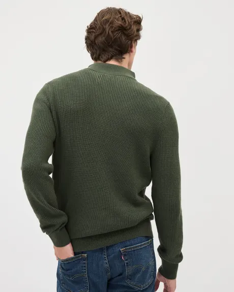 Long-Sleeve Half-Zip Mock-Neck Sweater