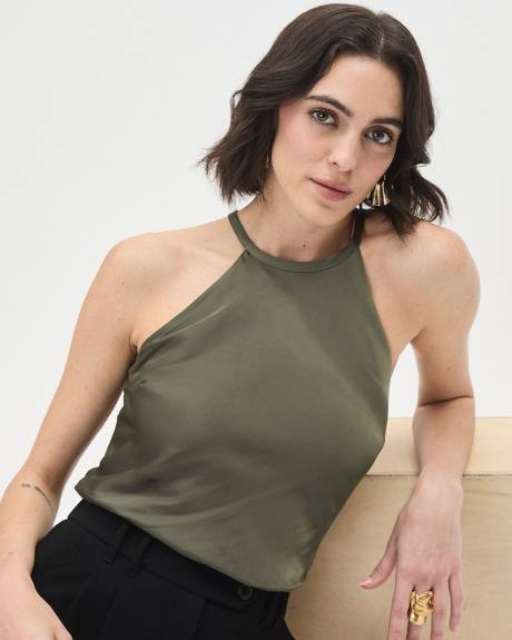 Sleeveless Halter-Neck Satin Blouse