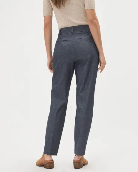 Pantalon en Chambray à Taille Haute et Jambe Fuselée