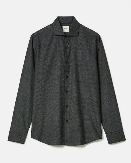 Slim-Fit Dobby Dress Shirt with Micro Dots