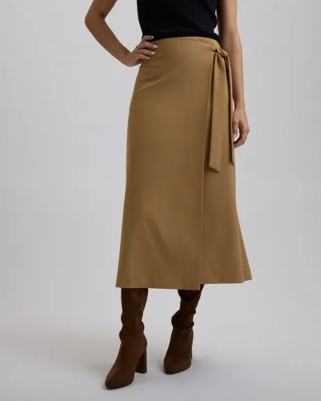 Caramel Straight Midi Skirt with Wrap Detail