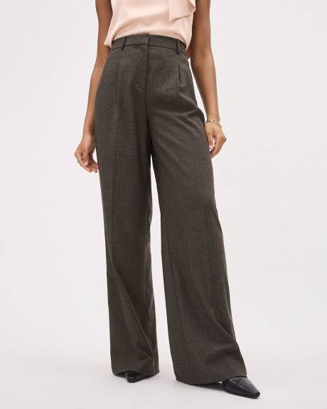 Pantalon en Tweed à Jambe Large et Taille Haute