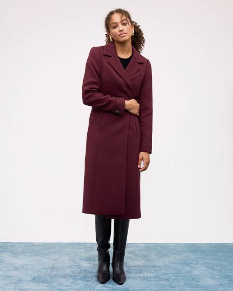 Manteau Long à Coupe Ajustée en Sergé