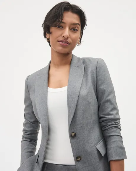 Grey Two-Button Fitted Blazer