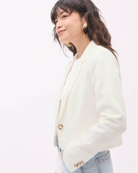 Relaxed-Fit One-Button Cropped Blazer