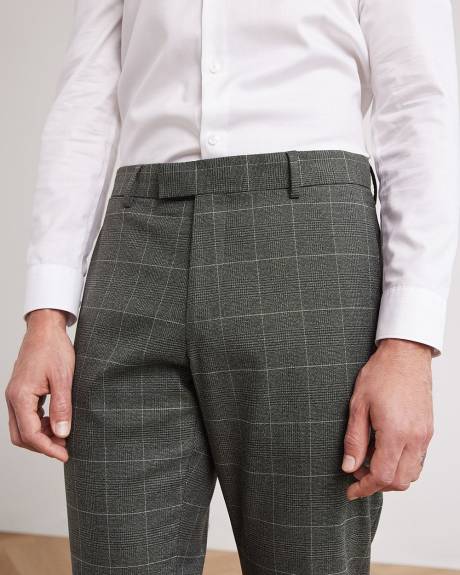 Pantalon de Complet Carreauté Gris à Coupe Ajustée