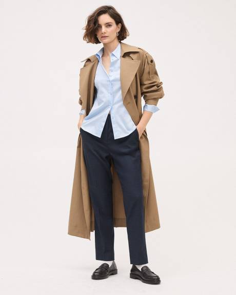 Long-Sleeve Buttoned-Down Poplin Blouse