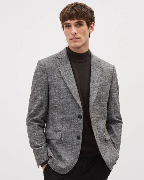 Grey Slim-Fit Textured Blazer