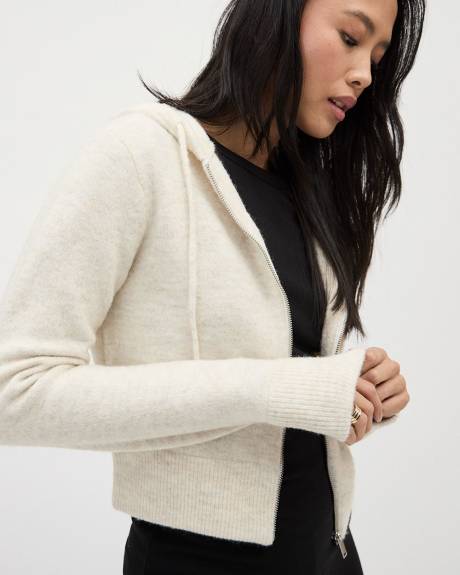 Long-Sleeve Hooded Zipped Cardigan