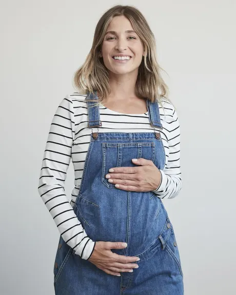 Medium Wash Denim Overalls - Thyme Maternity