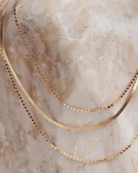 Short Triple-Chain Golden Necklace