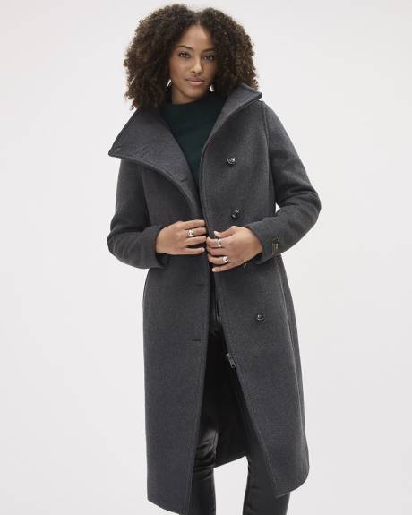 Classic Wool Coat with Mock Neckline