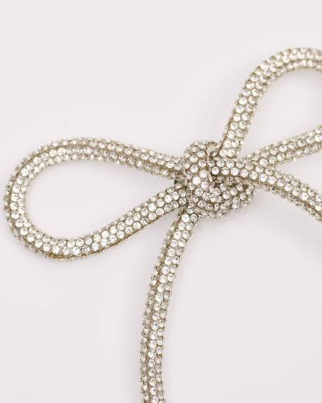 Bow Brooch with Rhinestones