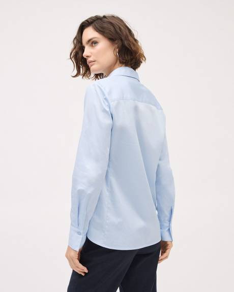 Blouse Boutonnée en Popeline à Manches Longues