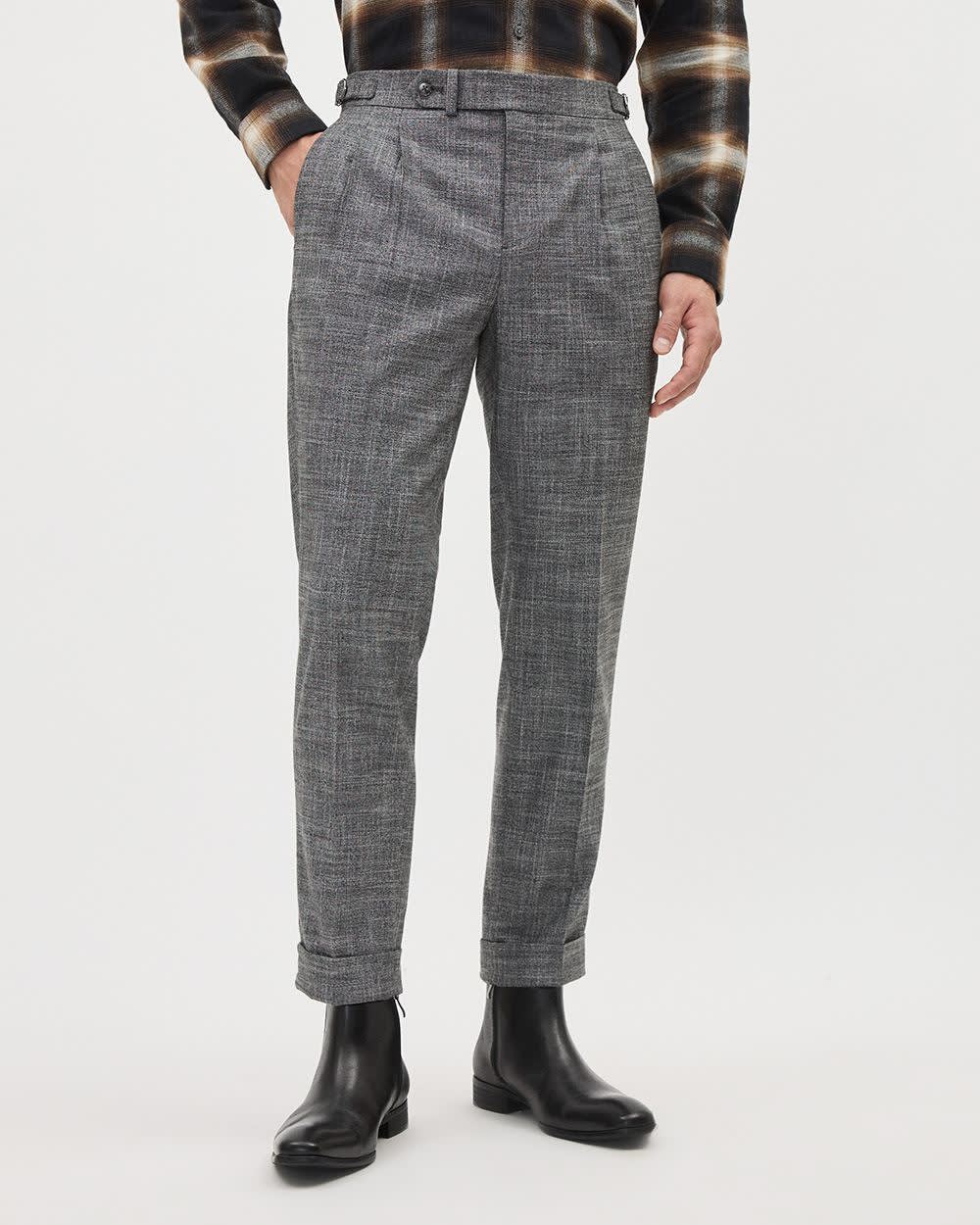 Brushed Tapered-Leg Pleated Pant