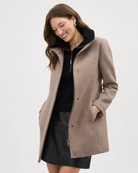 Classic Wool Coat with High Neckline