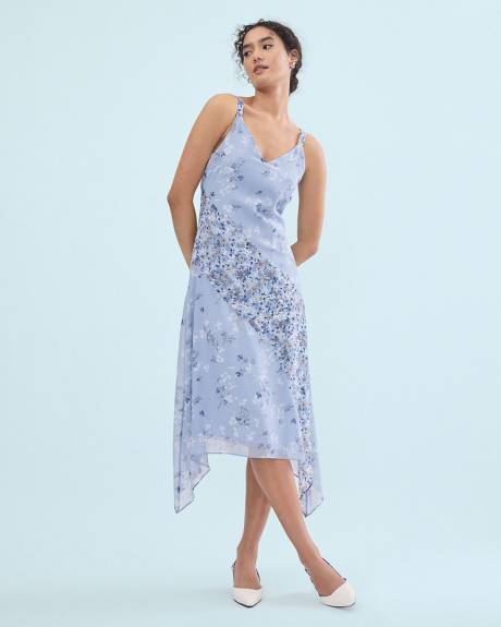 Fit and Flare Sleeveless Midi Dress with Floral Pattern