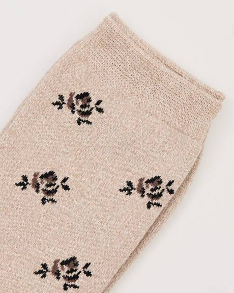 Cotton Socks with Tiny Roses