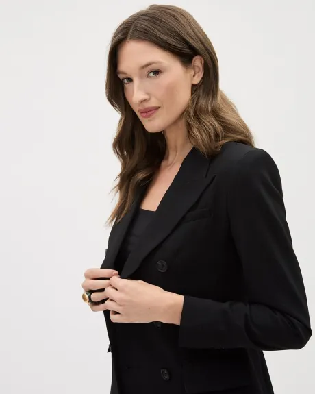 Black Double-Breasted Fitted Blazer