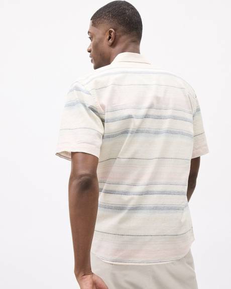 Slim-Fit Striped Short-Sleeve Linen-Blend Shirt